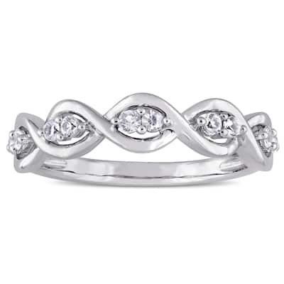 Miadora Signature Collection 14k White Gold White Sapphire Stackable Infinity Anniversary Ring