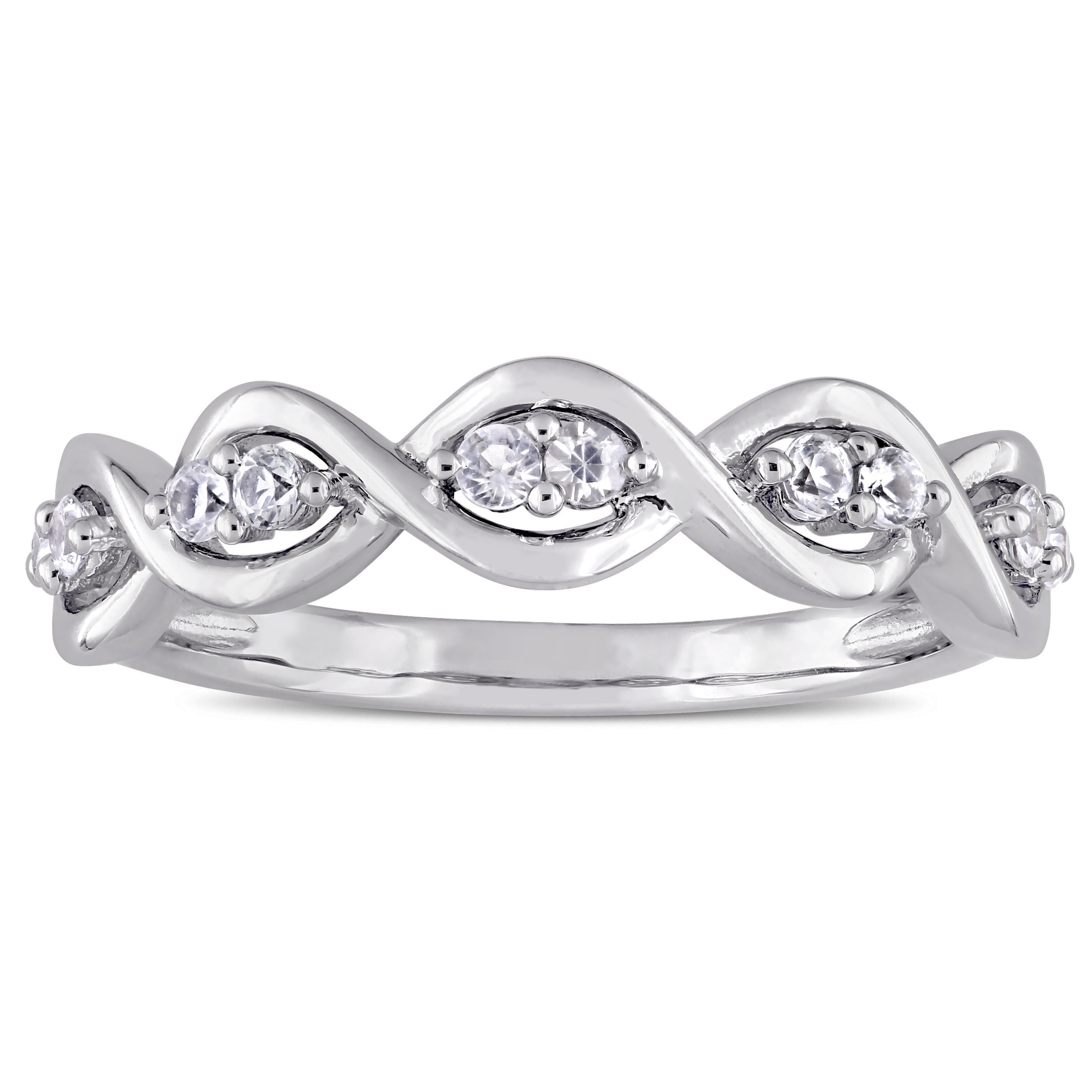 Miadora Signature Collection 14k White Gold White Sapphire Stackable Infinity Anniversary Ring
