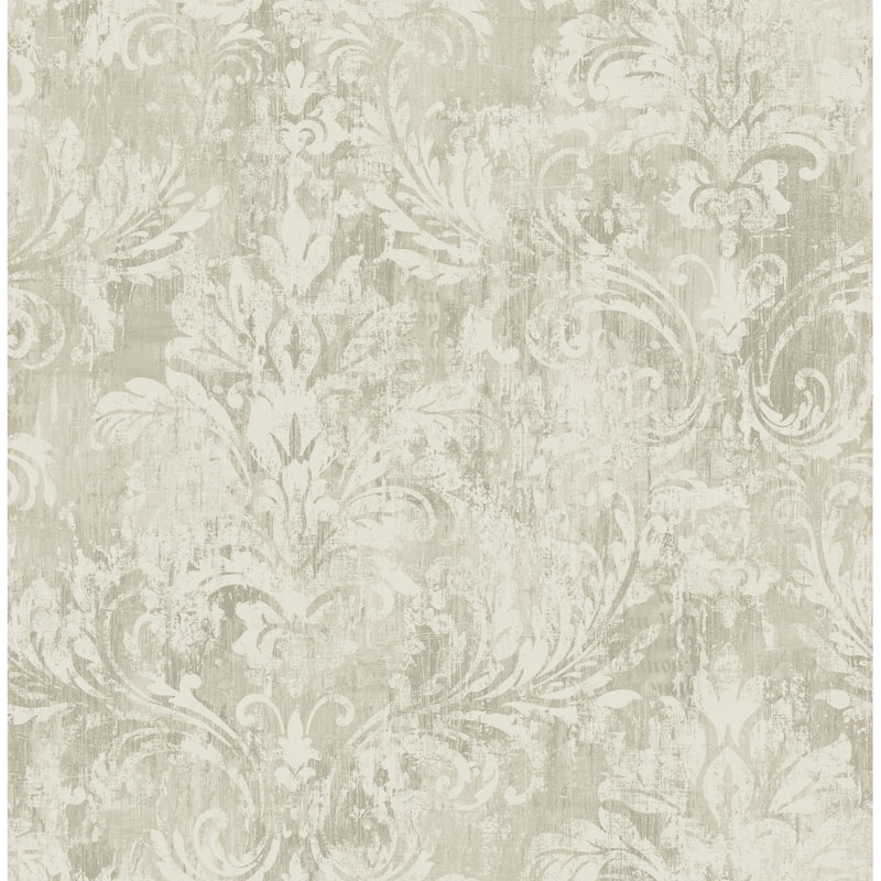 Seabrook Designs Renata Distressed Damask Unpasted Wallpaper