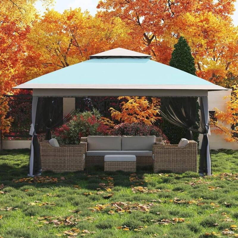 13X13 FT Patio Pop Up Canopy, Portable Folding Shed for Camping Party Wedding - 13x13 FT