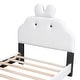 preview thumbnail 6 of 5, Pink+White Upholstered Platform Bed, Cartoon Headboard & Footboard, Sturdy Construction