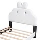 preview thumbnail 6 of 5, Twin Size Upholstered Platform Bed with Cartoon Animal Ears Headboard and Paw Footboard, White and Pink, Sturdy Construction