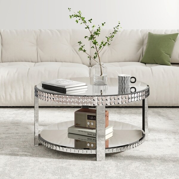 Round Glass Coffee Table with Crystal Decor - Bed Bath & Beyond