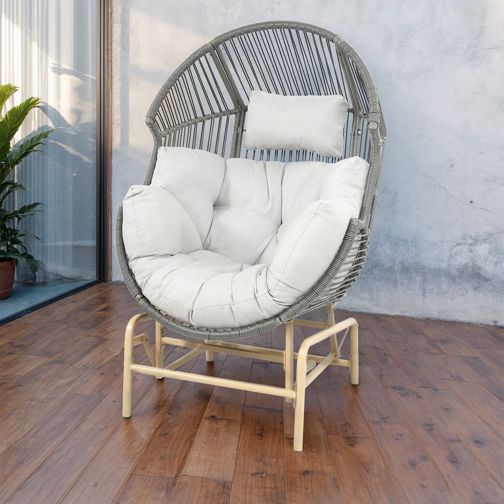 Outdoor Glider Egg Chair with Light Grey Cushion - Dark Grey