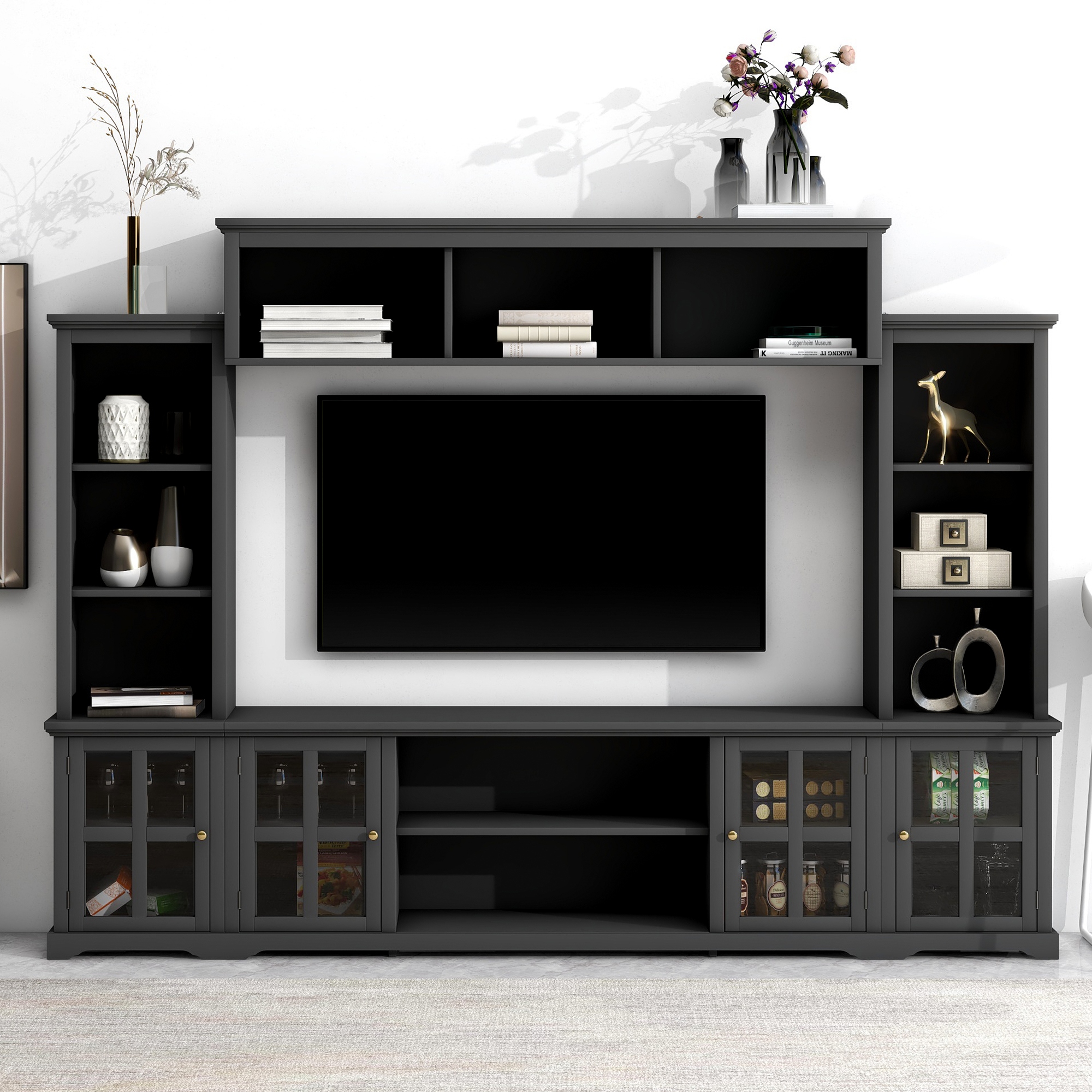Glass tv wall unit sale