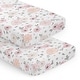 preview thumbnail 1 of 4, Watercolor Floral Collection Baby Girl 2 Pack Fitted Crib Sheets Blush Pink Grey White Shabby Chic Gray Rose Watercolor Flower