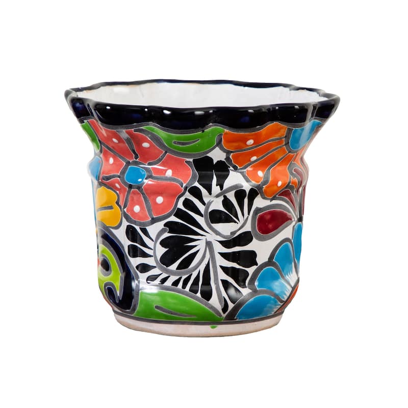 Handmade Talavera Ceramic Planter - 8" - Multicolored
