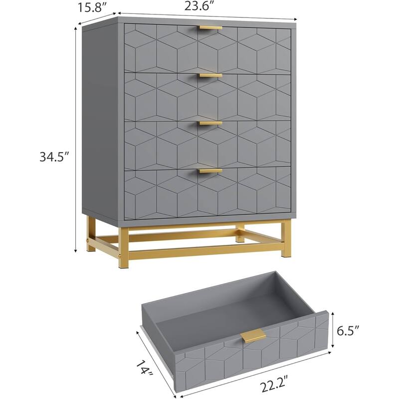 4 Drawer Dresser for Bedroom, Living Room, Entryway