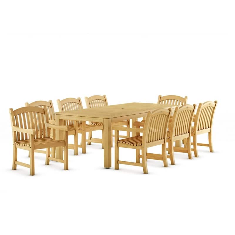 Amazonia 9 Piece FSC Solid Teak Jenther Outdoor Patio Dining Set - 9 Piece