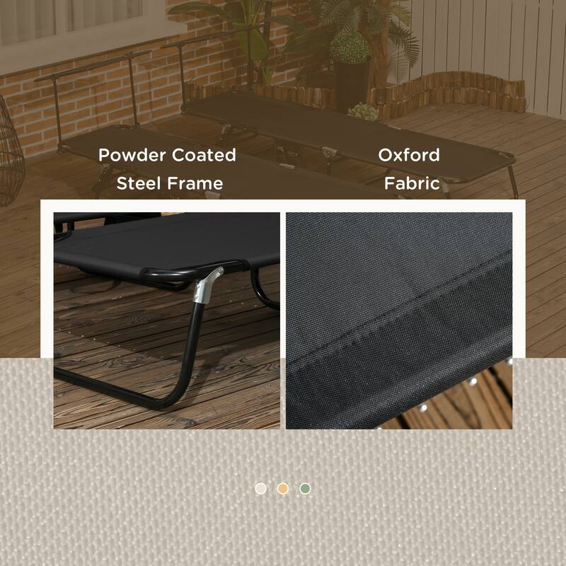 Outdoor Folding Chaise Lounge Pool Chairs with Canopy Shade, Reclining Back, Steel Frame and Side Pocket for Beach, Yard, Patio