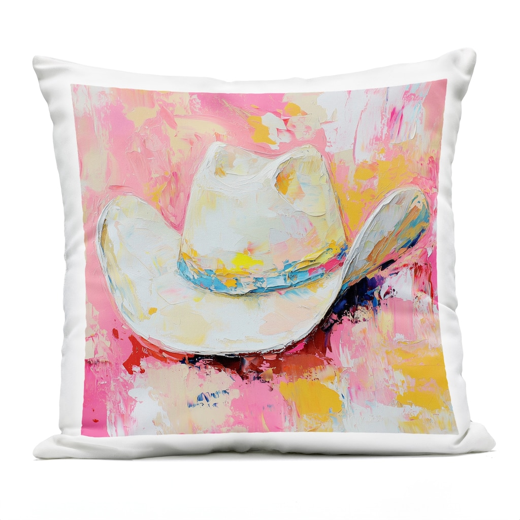 Stupell Painterly Brushed Cowgirl Hat Printed Outdoor Throw Pillow Design by Heidi Kuntz