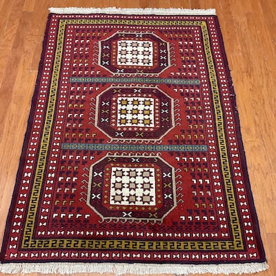 HERAT ORIENTAL Handmade Kurdish Wool Rug - 4' x 5'6"