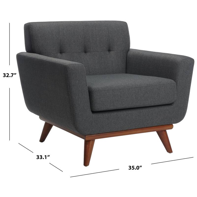 SAFAVIEH Couture Sieglinde Mid-Century Modern Tufted Arm Chair - 35" W x 33.1" L x 32.7" H - 35Wx33Dx33H
