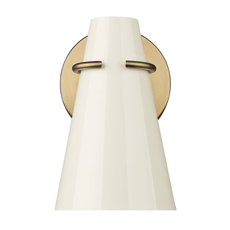 Golden Lighting Reeva 1-light Wall Sconce in Modern Brass and Glossy Ecru shade