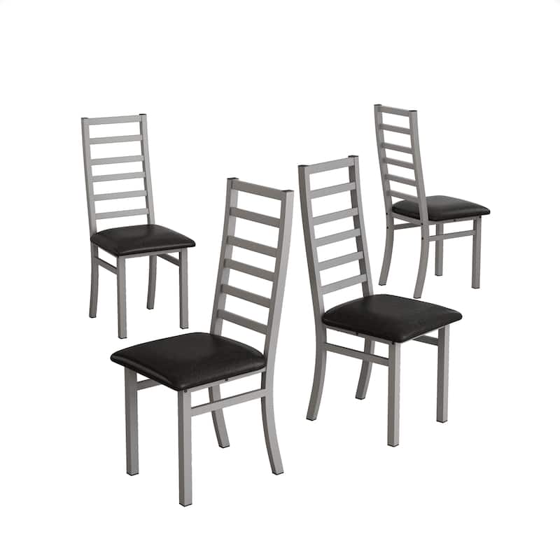 High Back Armless Dining Chairs with Steel Legs and PU Leather Seats, Set of 4/Set of 2