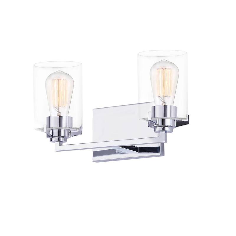 Justice Design Group Cilindro 2-Light Bath Bar - Clear Glass - Matte Black