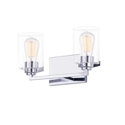 Justice Design Group Cilindro 2-Light Bath Bar - Clear Glass