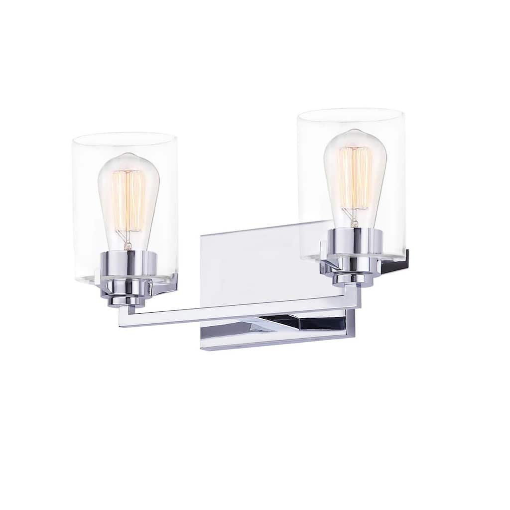Justice Design Group Cilindro 2-Light Bath Bar - Clear Glass