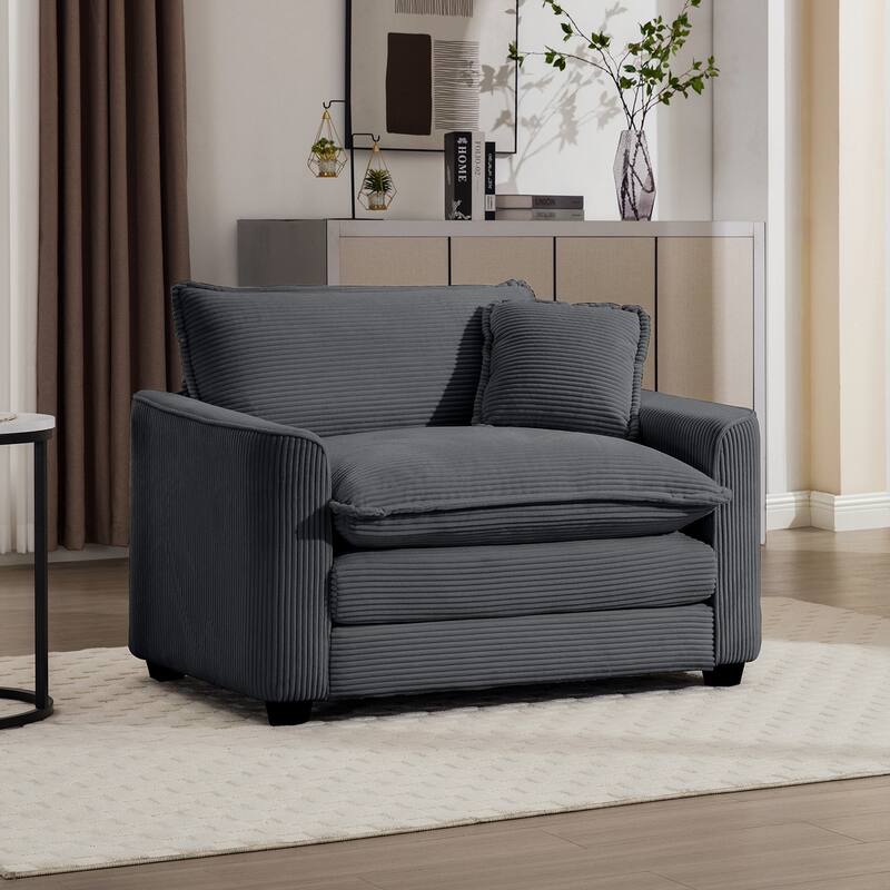 Single Chair Deep Seat Sofa With Footstool for Living Room and Bedroom