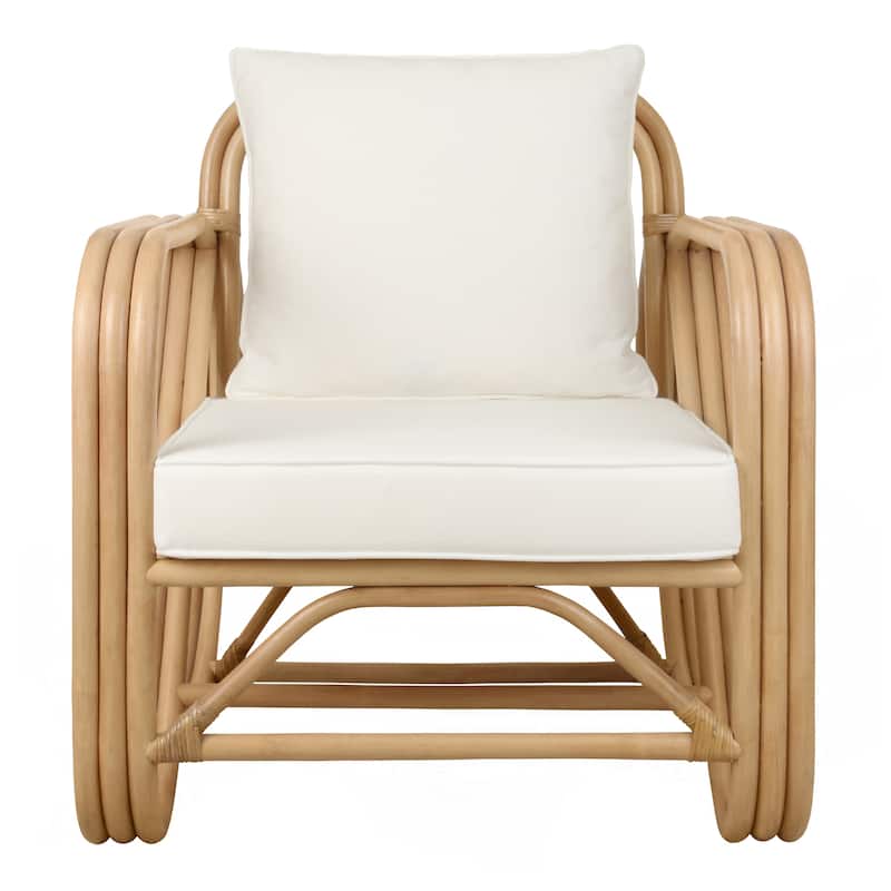 NPD Furniture Aimara Mid-Century Rattan Upholstered Armchair