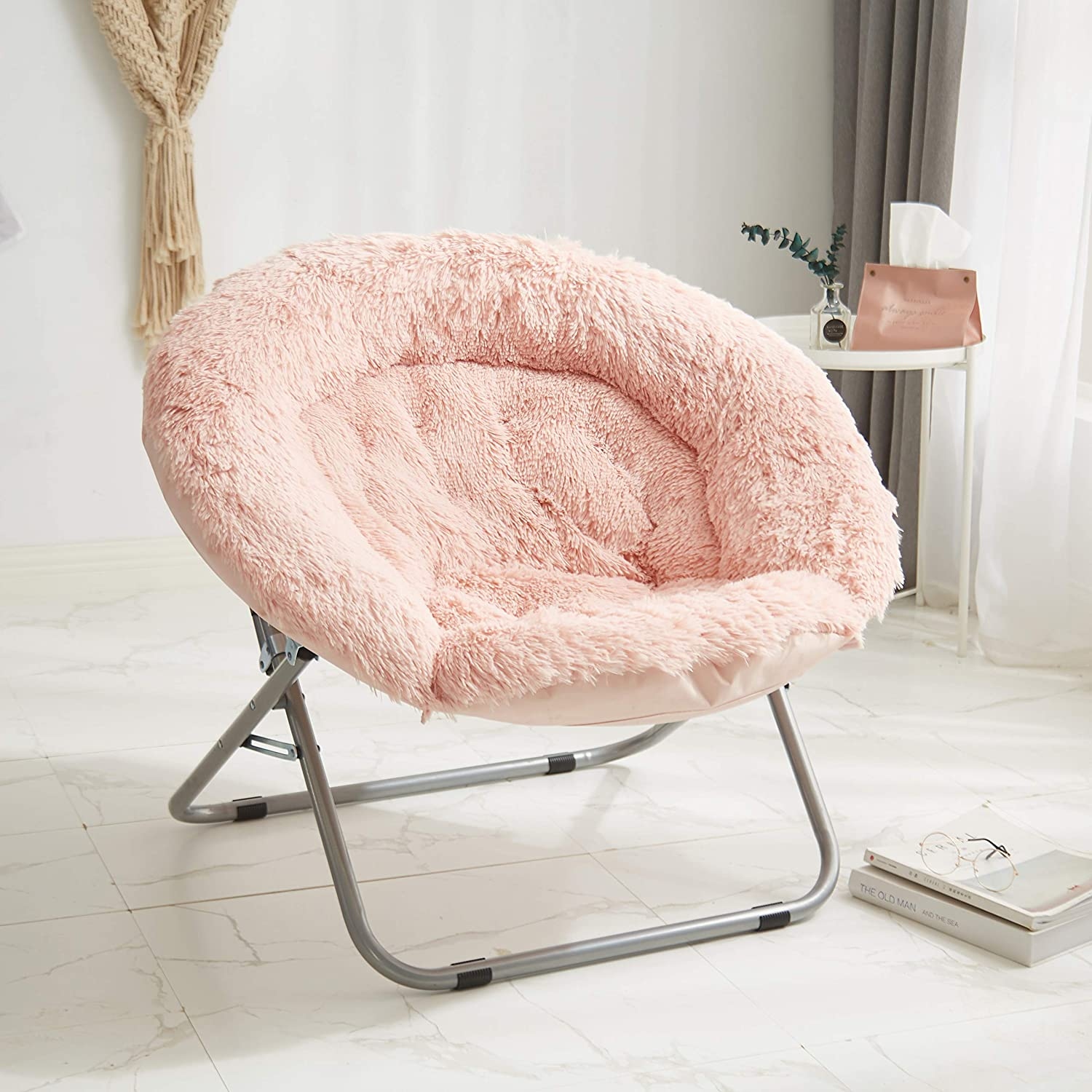 Urban shop mongolian faux fur oversized moon chair online