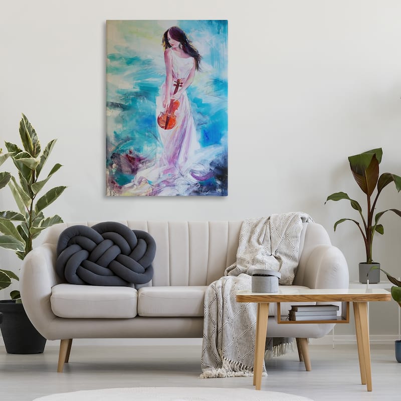 Stupell Elegant Woman with Violin Canvas Wall Art Design By Lucille Lee