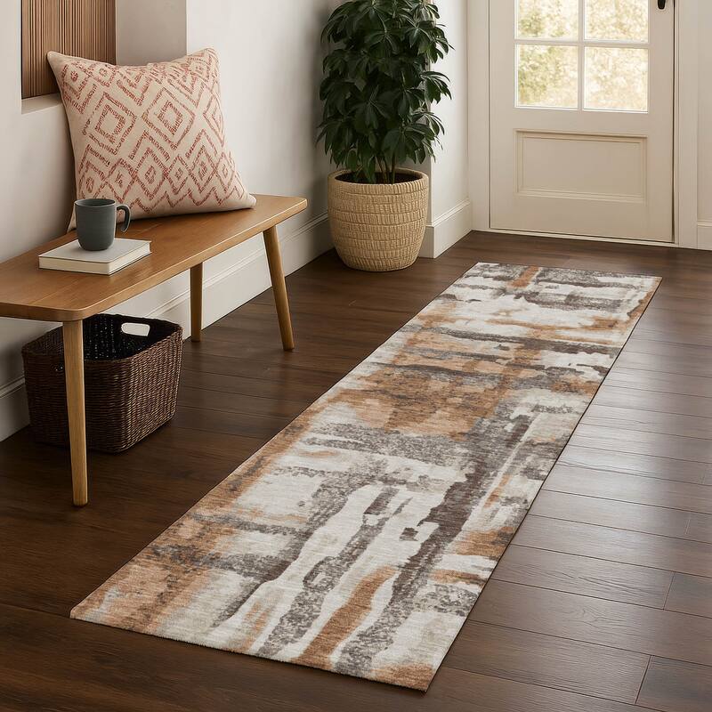 Premium Washable Super Soft Modern Glam Mayfield Rug - Paprika - 2'3" x 7'6"