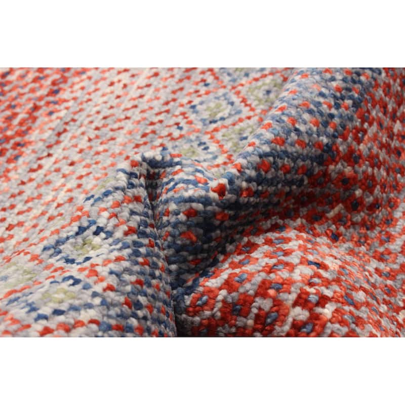 ECARPETGALLERY Hand-knotted Silk Shadow Red Wool Rug - 4'1 x 5'5