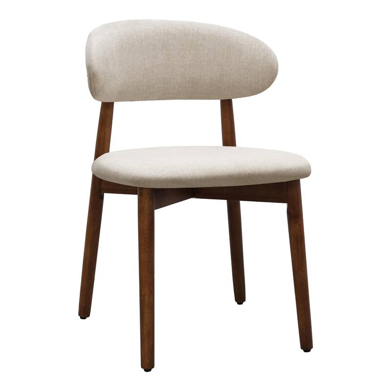 Flannelette Upholstered Dining Chair with Walnut Solid Wood Legs, Armless Chair Set of 2 for Kitchen, Restaurant, Living