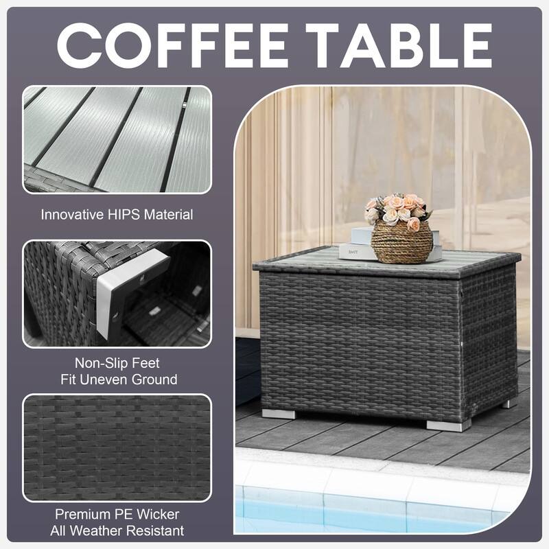 FINCATI 11 Pieces Patio Furniture Set Outdoor Sectional Sofa with Firepit Table