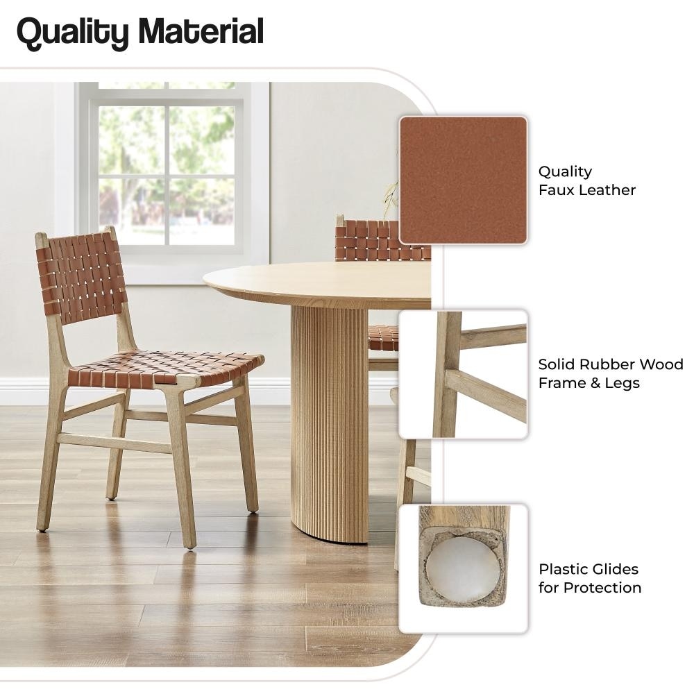 NPD Furniture Marco Faux Leather Dining Side Chair Drift Wood Frame (Set of 2)