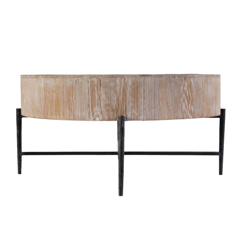 Akemi 38.5 in. W Round Wood and Iron Coffee Table