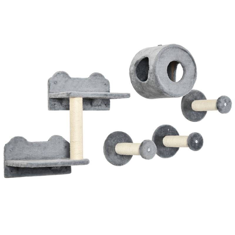 5PCs Cat Wall Shelves - Gray