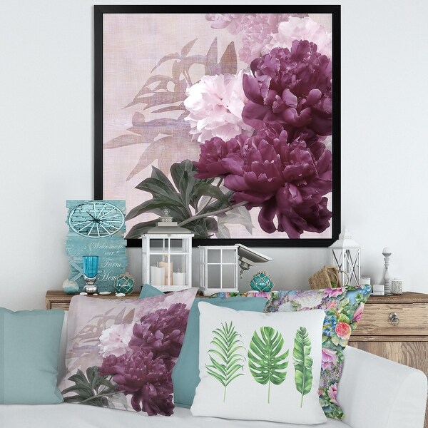 Designart 'Vintage Purple and Pink Flowers I' Traditional Framed Art ...