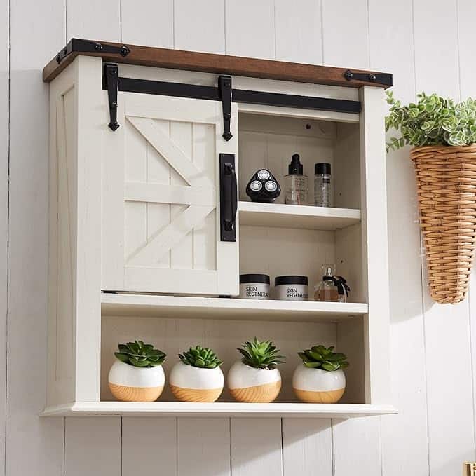 Farmhouse Bathroom Wall Cabinet, Medicine Cabinet, Storage Cabinet - White