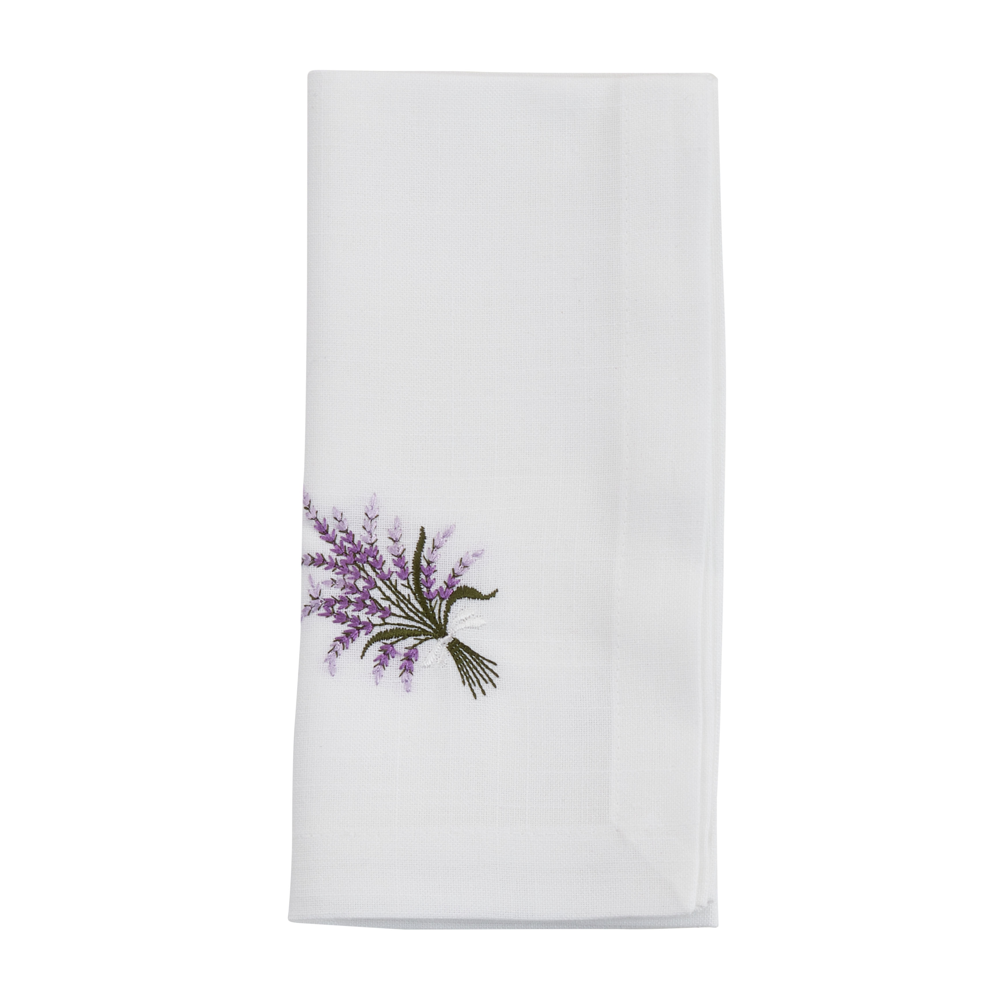 Embroidered Table Napkins With Lavender Design (Set of 4) - 20"x20"