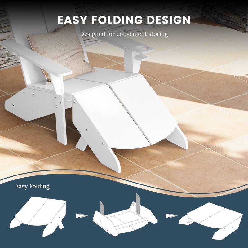 Coastin Modern Poly Adirondack Chair With Ottoman (Set of 2)