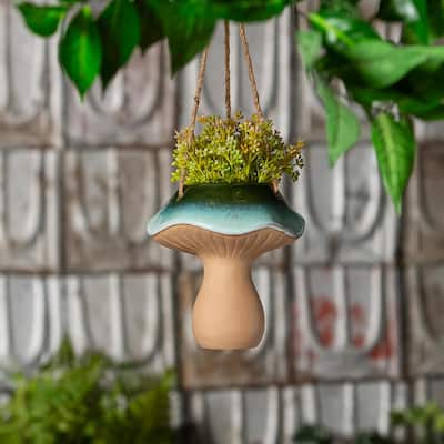 7" Ceramic Mushroom Hanging Planter