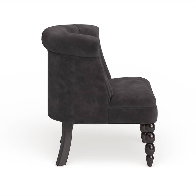 Silver Orchid Heston Victorian Style Contemporary Black Velvet Upholstered Accent Chair