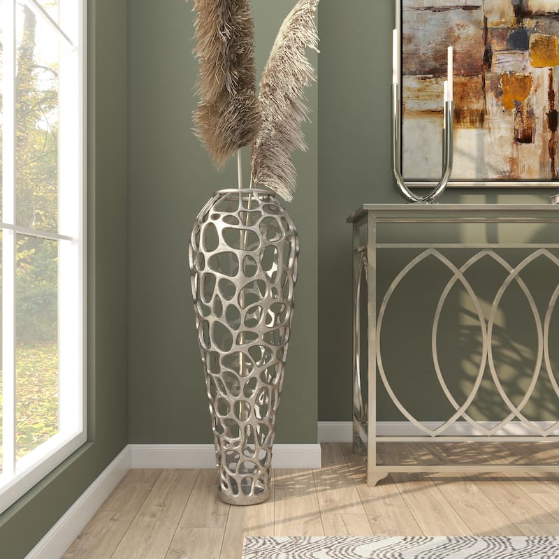 Gold Aluminum Metal Cutout Coral Decorative Vase