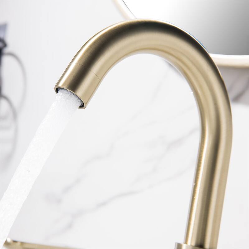 Elegant Gold Bathroom Sink Faucet Widespread Lavatory Faucet with 2-Handle
