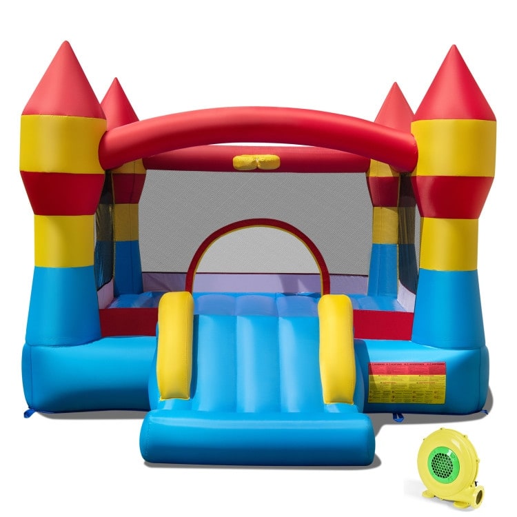 3-in-1 Inflatable Bounce House with Slide, Jumping Area & Basketball Hoop - 149.5" x 110" x 87"