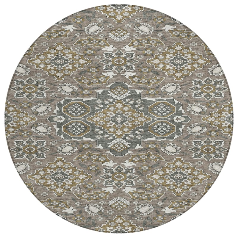 HomeRoots Medallion Traditional Rectangle Outdoor Rug