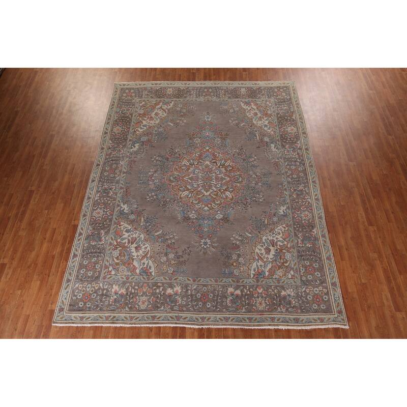 Tabriz Vintage Persian Area Rug Handmade Wool Carpet - 9'9" x 12'9"