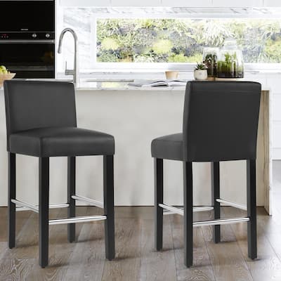 Counter Height Bar Stools Set of 2, 26'' Seat Height Upholstered Barstools with Back