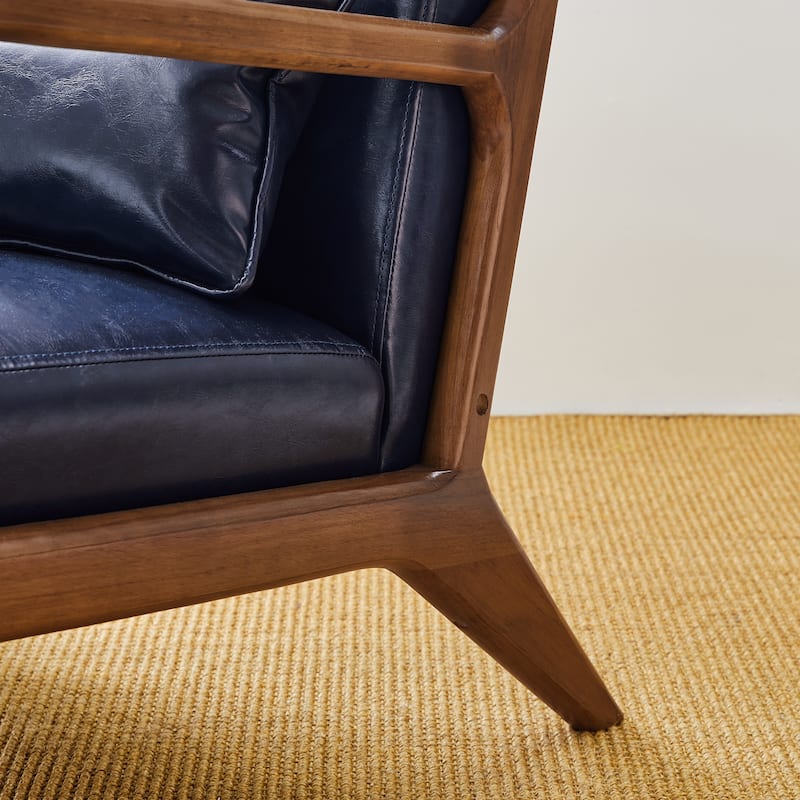 Glitzhome Set of 2 30.75"H Mid-Century Modern PU Leather Accent Chairs - 25.75"W x 33.75"D x 30.75"H