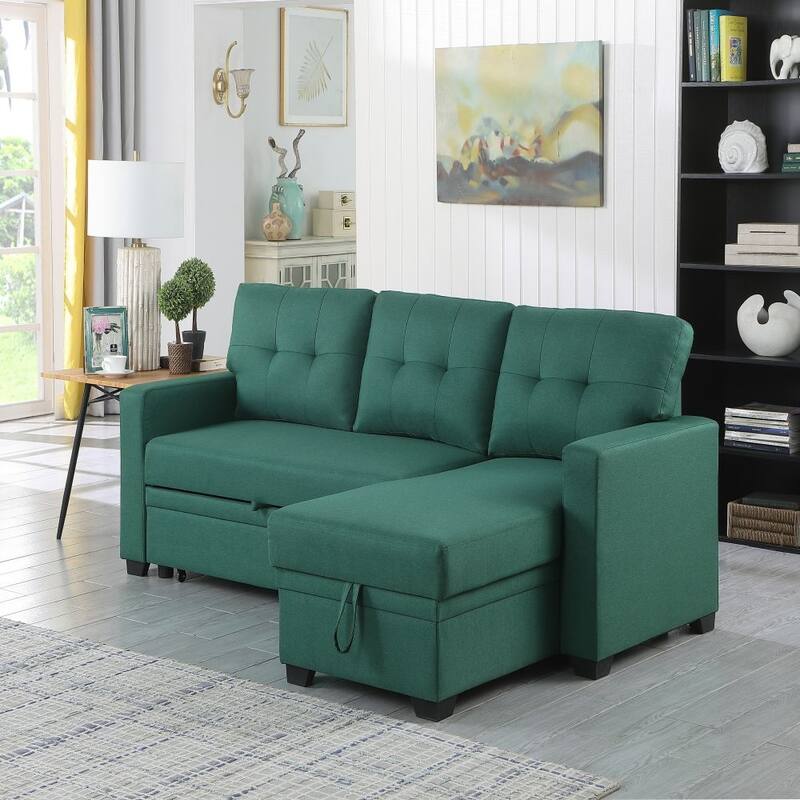 Upholstered Pull Out Sectional Sofa with Chaise
