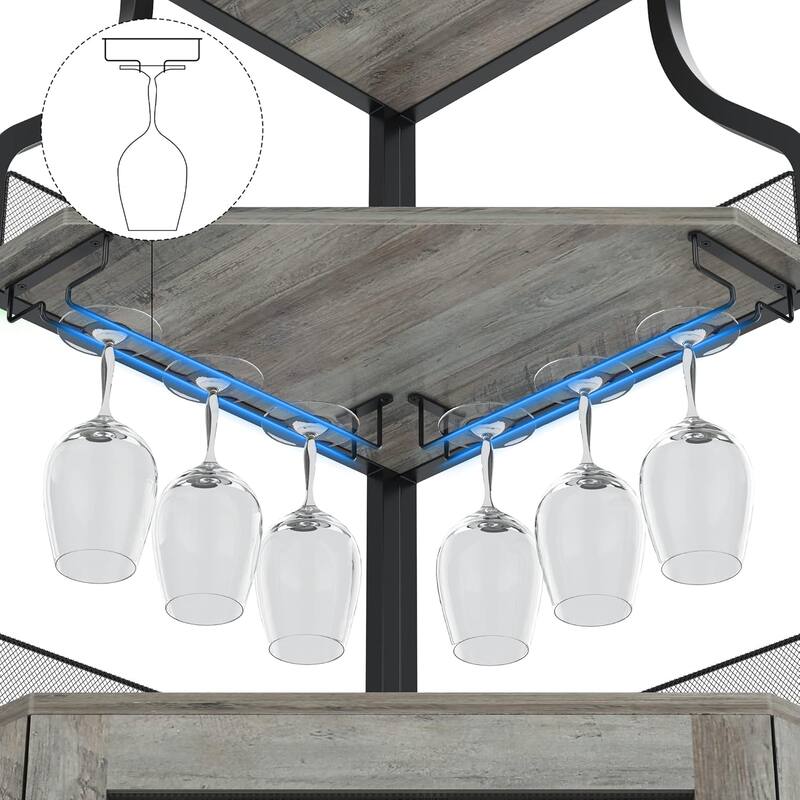 Corner Wine Cabinet with Detachable Wine Rack, 5-Tier Industrial Corner Bar Cabinet