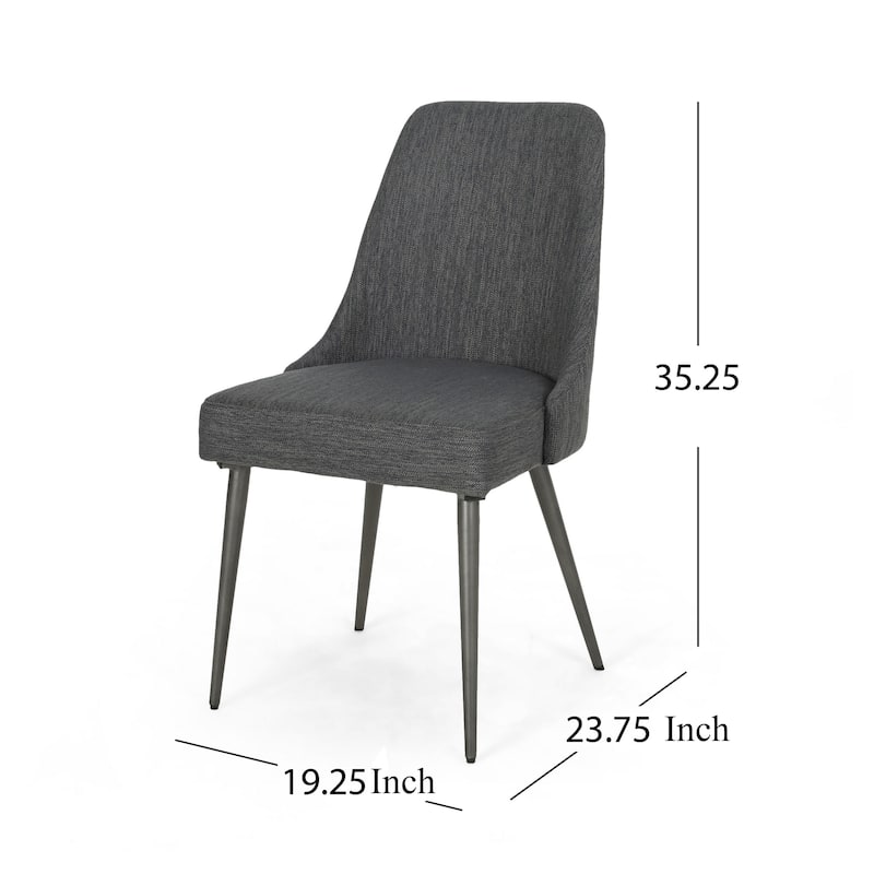 Dining Side Chair Set of 2, Smooth Textured Gray Fabric Armless Design