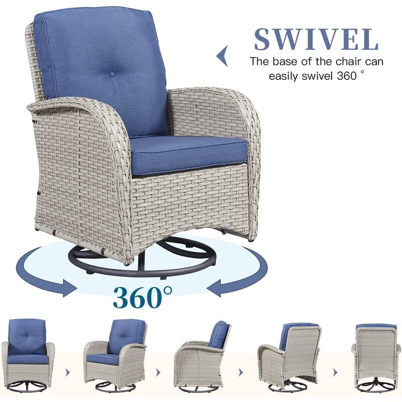 Gymojoy Outdoor Loveseat Sofa Table With Swivel Rocking Chair Furniture Set